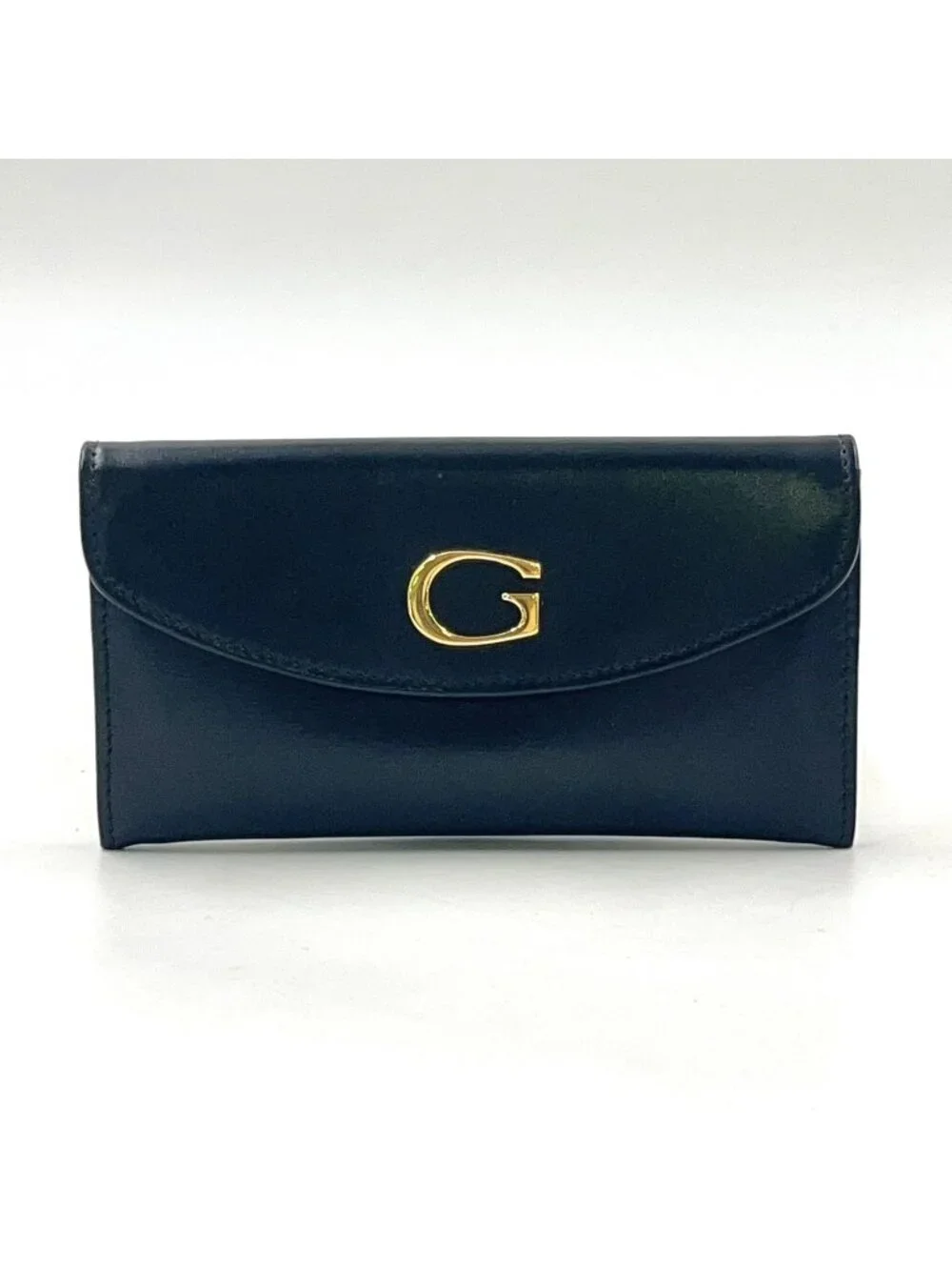 Gucci Logo Leather Black Coin Case Gold